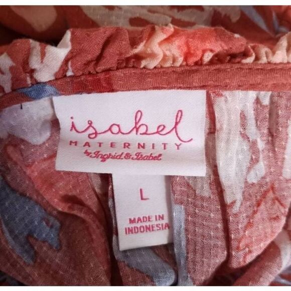 ISABEL MATERNITY BY INGRID & ISABEL MAUVE, BLUE & WHITE FLORAL MATERNITY BLOUSE - Picture 4 of 5